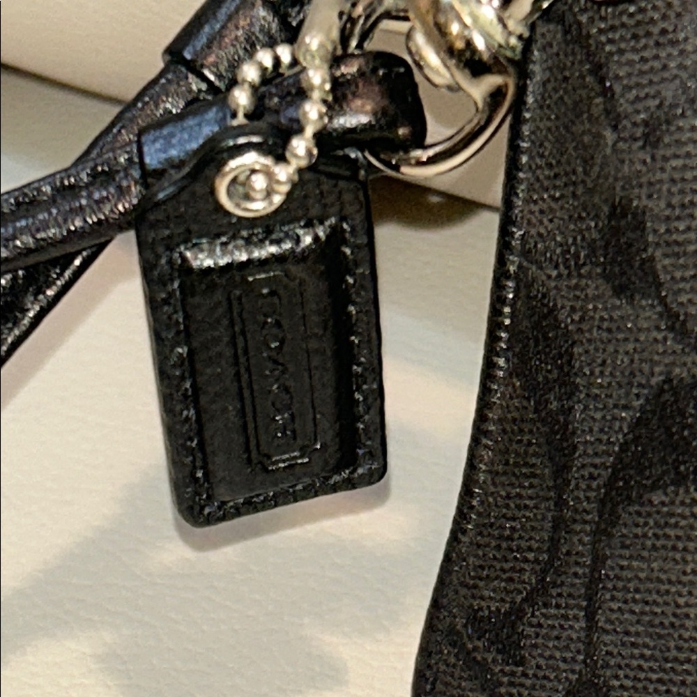 Coach Black Signature Wristlet with Silver Emblem - Picture 4 of 12
